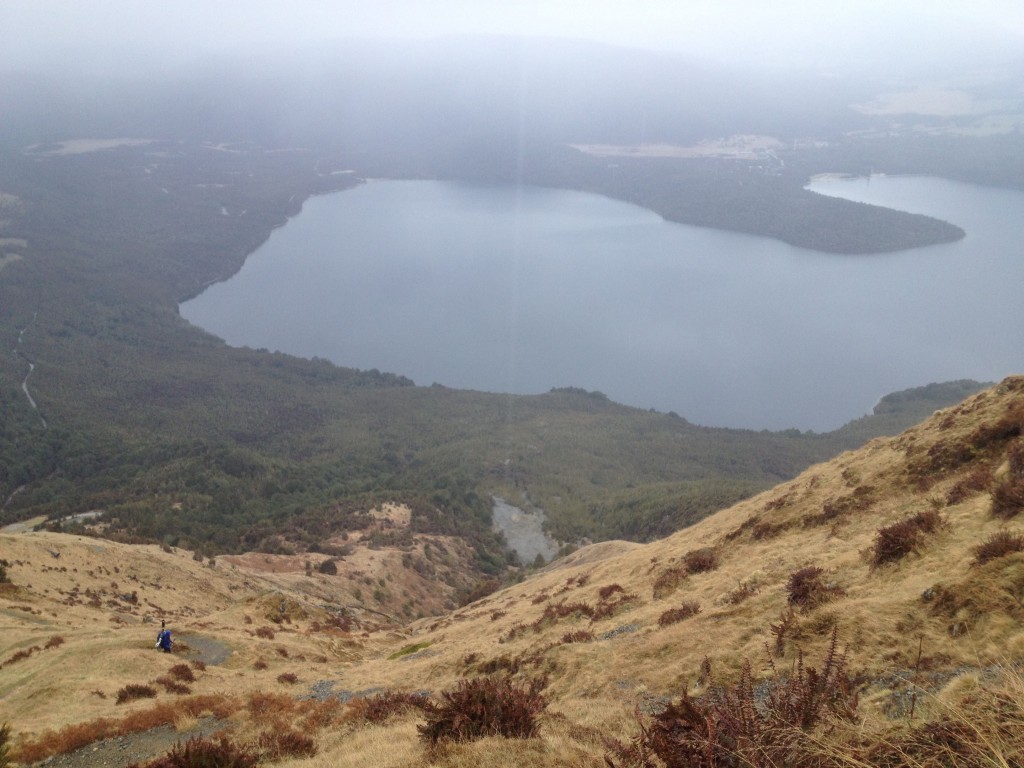 heading down the final switchbacks