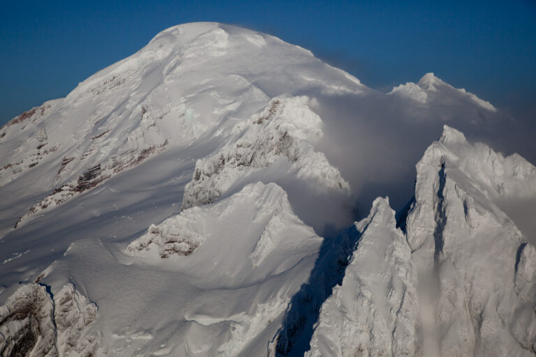 Looking at the Coleman Demming Route on Mount Baker