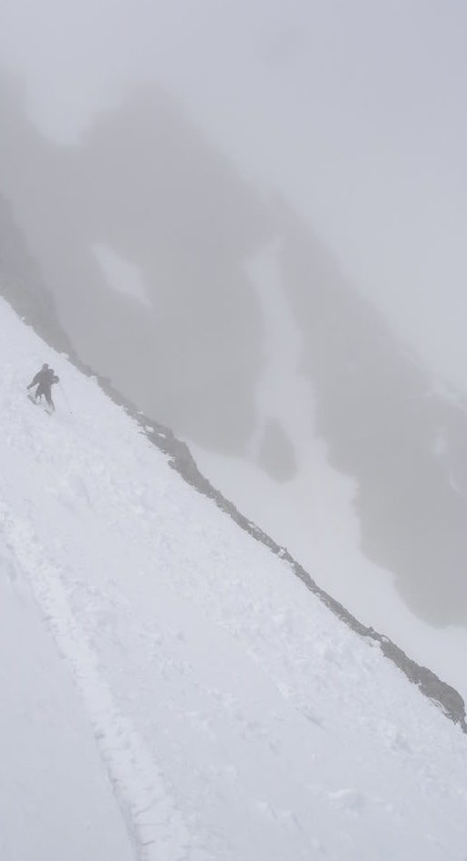 Skiing down Ruth Mountain Mount Rainier