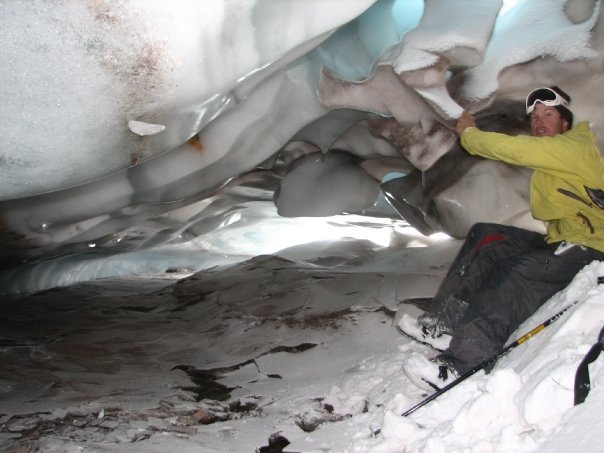 Hanging out under the Flett Glacier in Mount Rainier National Park