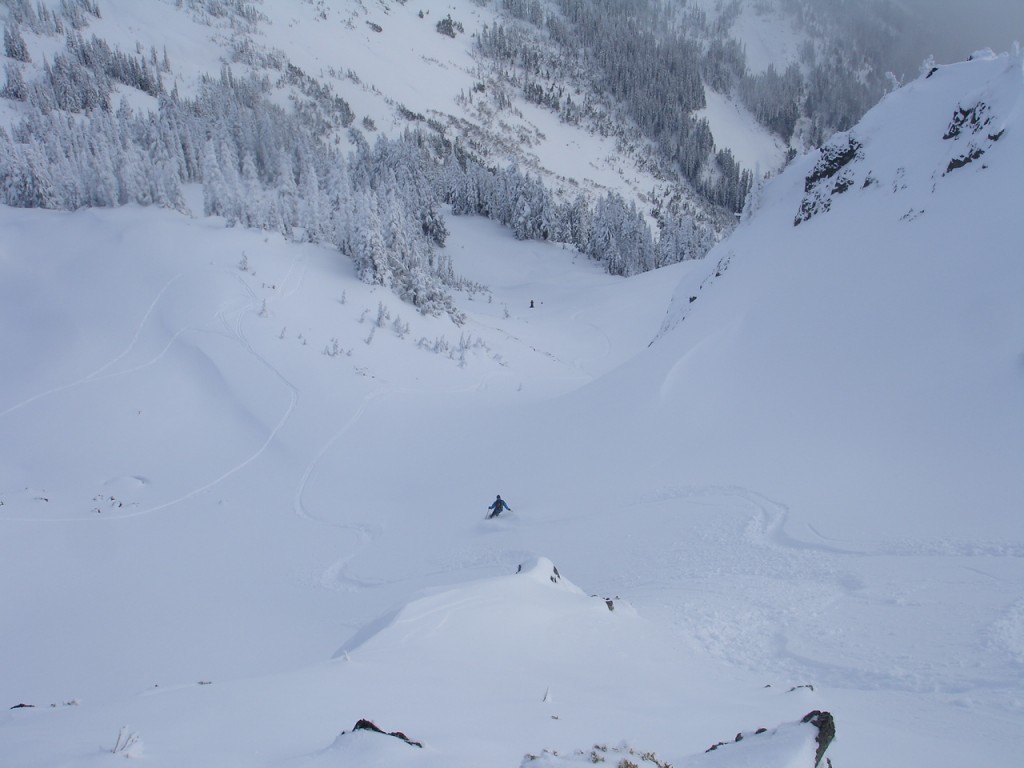 Clean tracks the whole way down the south face of Castle Peak