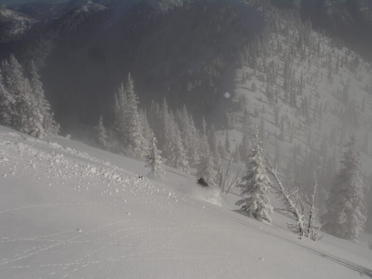 Dan skiing off the summit of Crown Point