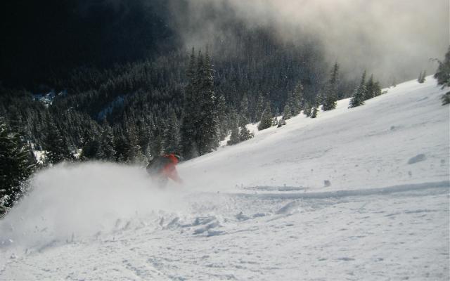 Splitboarding the open trees of Crown Point