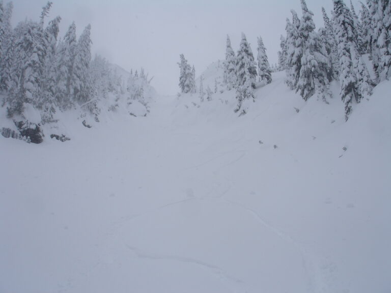 Looking back at our tracks down Gunbarrel