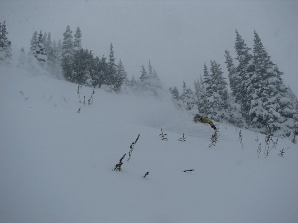 Riding powder in Cement Basin in the Crystal Mountain Backcountry