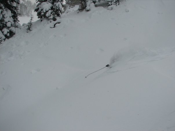 Neck Deep powder in Lake Basin in the Crystal Mountain Backcountry