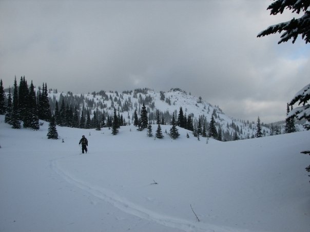 Skinning out of Lake Basin in the Crystal Mountain Backcountry