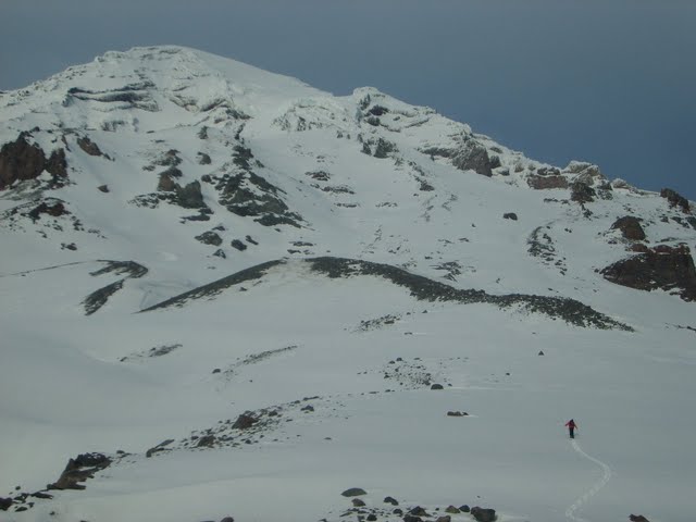 Skinning with the Kautz Glacier above us in Mount Rainier National Park