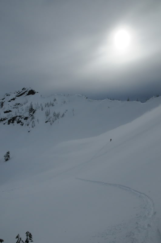 Skiing the Southback backcountry near Crystal Mountain