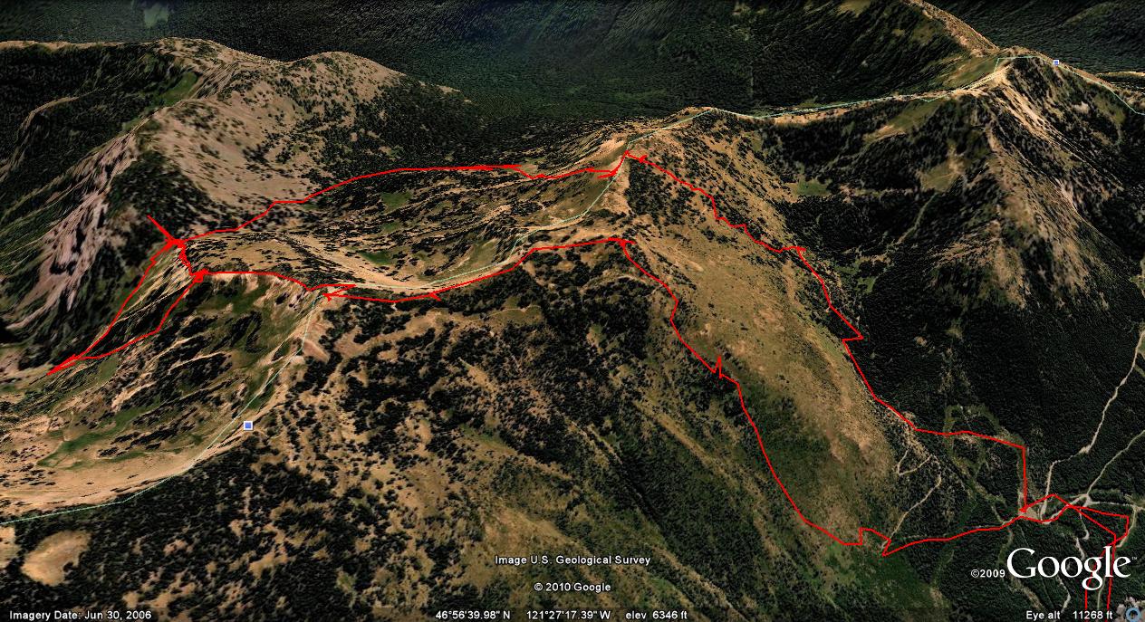 My touring route through Cement Basin, Lake Basin and East Peak