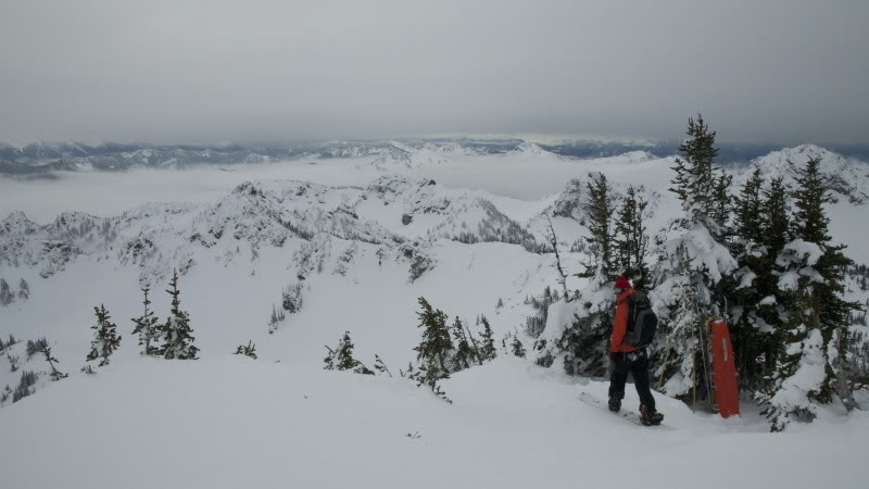 About reading to drop into Crystal Lakes Basin from the top of the King in the Crystal Mountain Backcounty