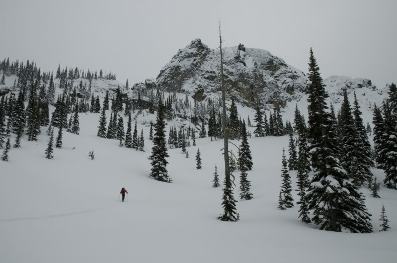 Ski touring up Crystal Lakes Basin