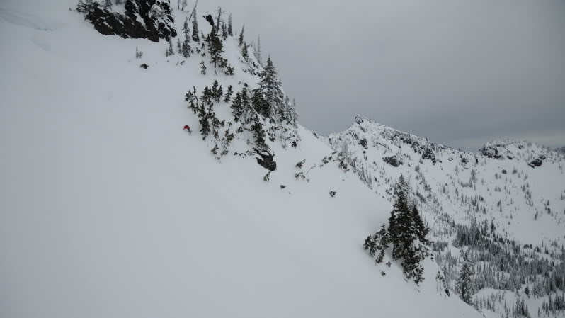 Snowboarding into Morse Creek Basin in the Crystal Mountain Backcountry