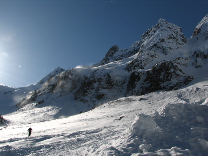 climbing from the Cascade Pass road in the North Cascades