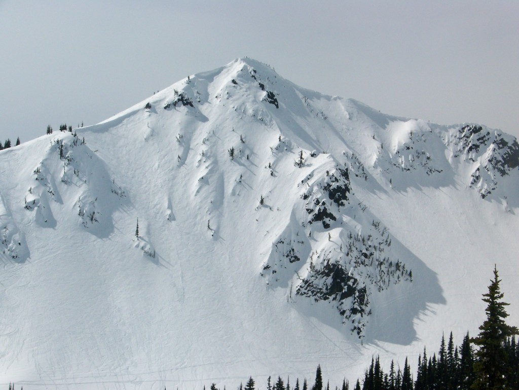 Looking at the Silver King from Chair 6 at Crystal Mountain ski resort