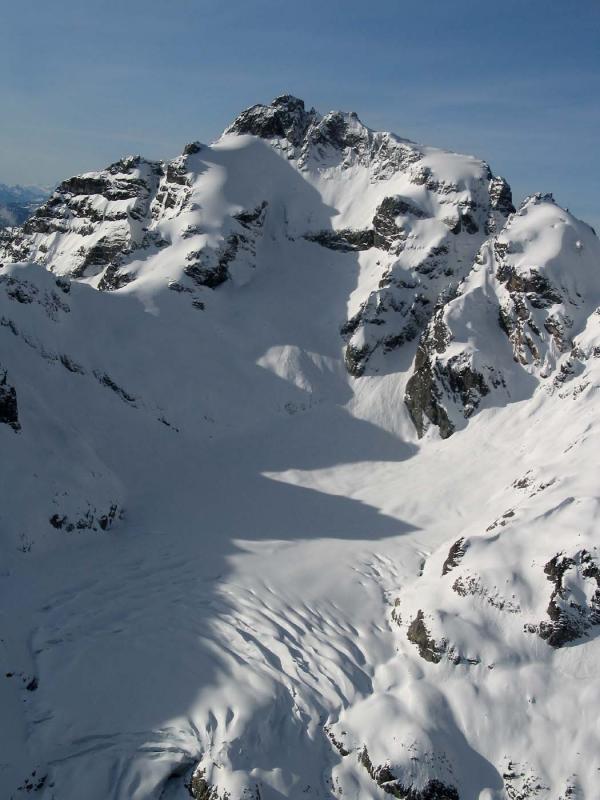 Looking at Kyes Peak and the Pride Glacier Headwall