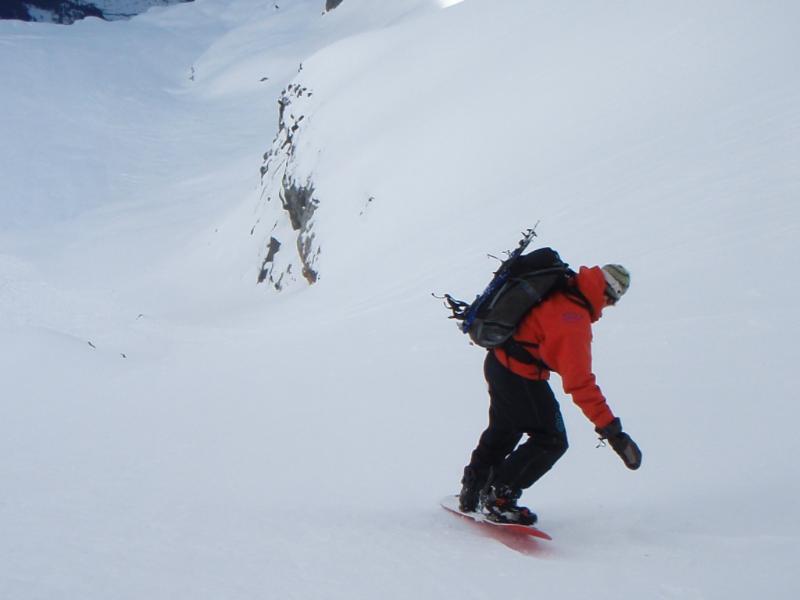 Snowboarding the Pride Glacier Headwall on Kyes Peak in the Monte Cristo Washington