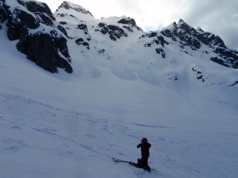 Looking back at Kyes Peak and the Pride Glacier Headwall in the Monte Cristos of Washington State