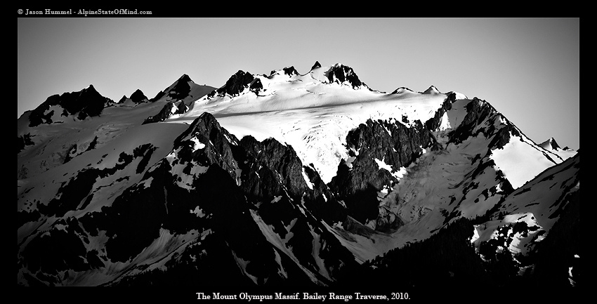 Looking at Mount Olympus from the Bailey Range Traverse