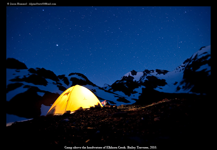 Camping above the headwaters of Elkhorn Creek