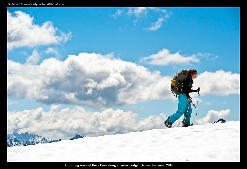 Climbing towards Bear Pass