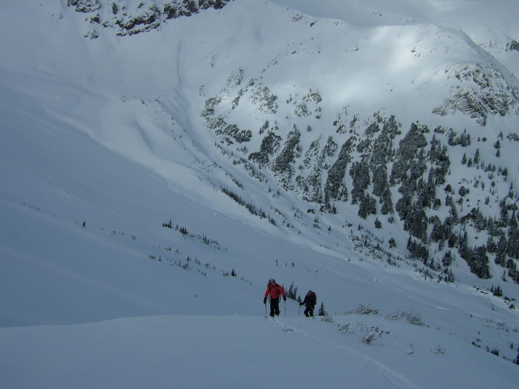 The snow made for easy skinning up the mellow alpine.