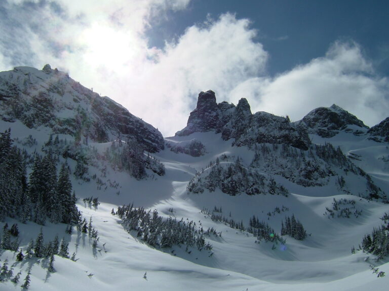 Looking up at the Sarvant Glacier