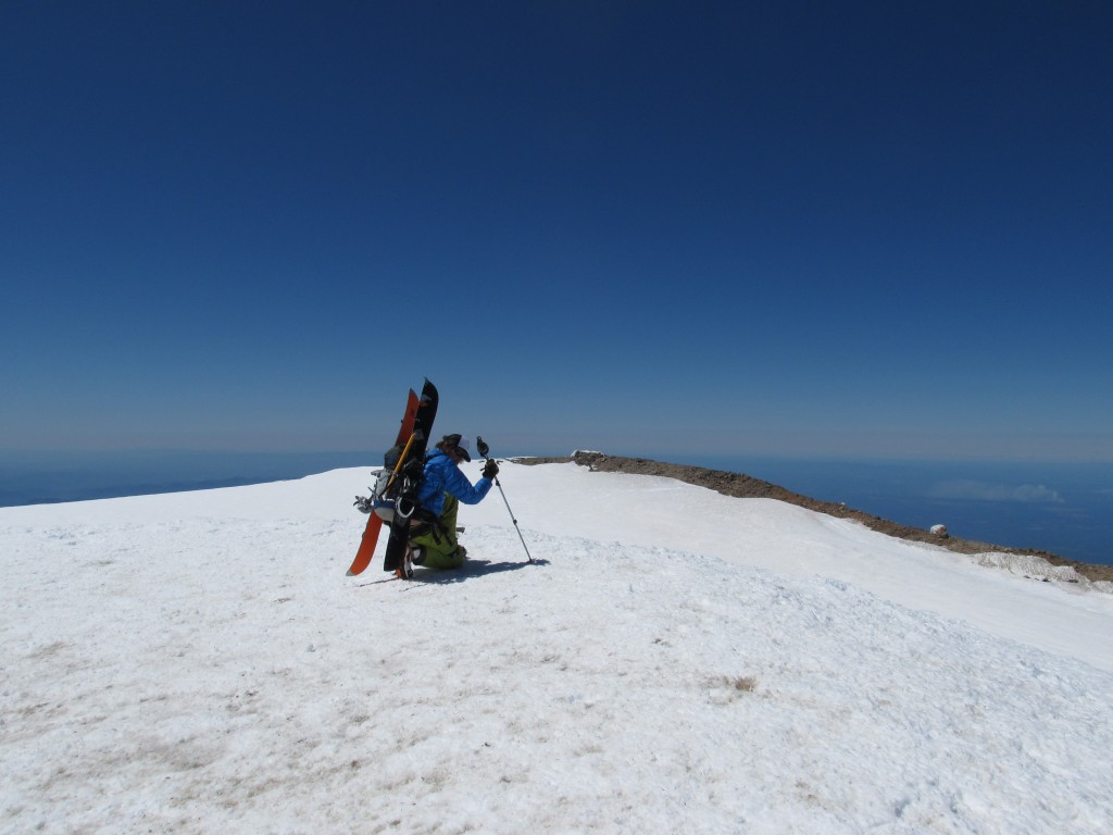 Sitting on the summit of Mount Rainier