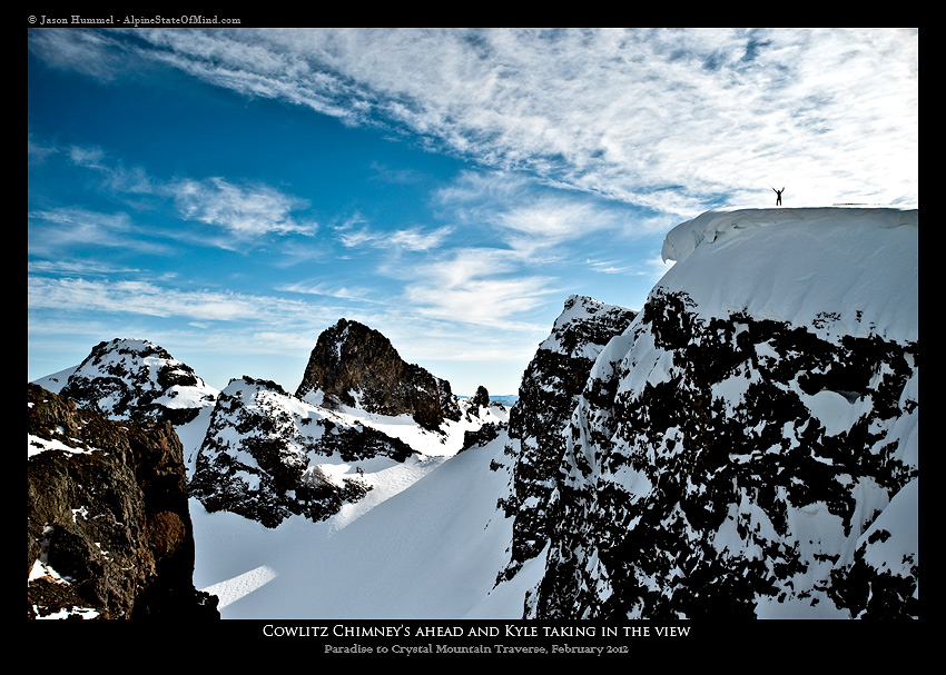 Hanging out near the Cowlitz Chimneys on a ski traverse from Paradise to Crystal Mountain Ski in Mount Rainier National Park