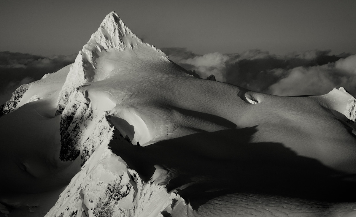 Looking at the summit of Mount Shuksan in the North Cascades of Washington State