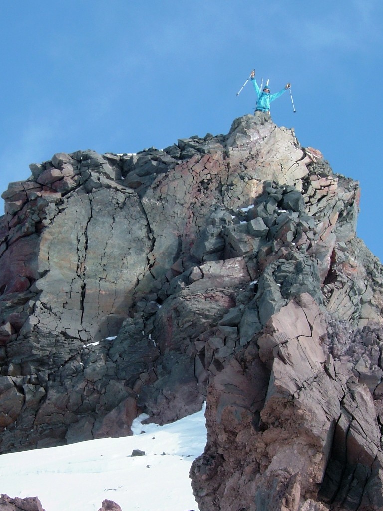 Celebrating being on Whitman Crest during the Paradise to Carbon River ski traverse