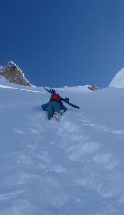 Climbing up the Northeast Col of Goode Mountain