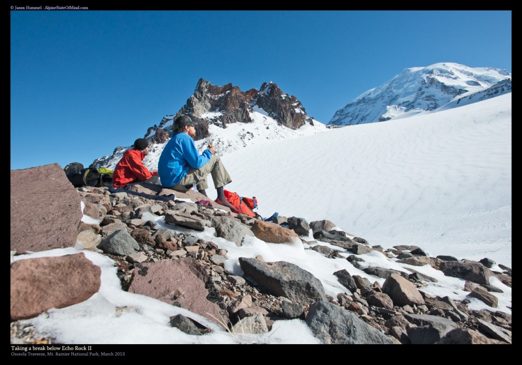 Enjoying a break at Echo Rock in Mount Rainier National Park