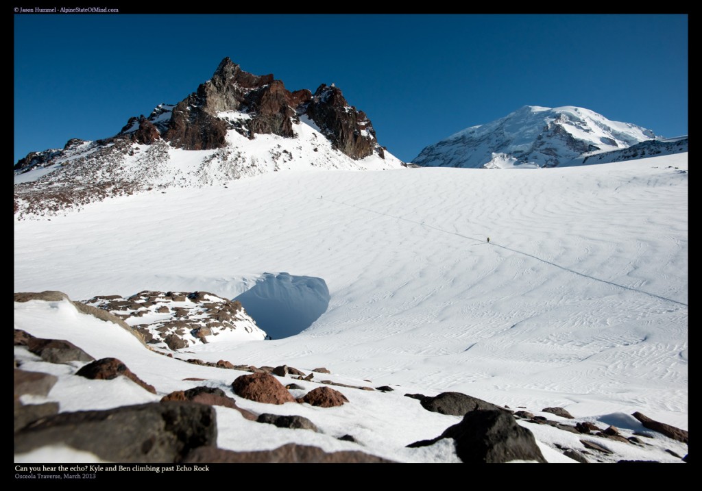 Skinning across the Russell Glacier in Mount Rainier National Park