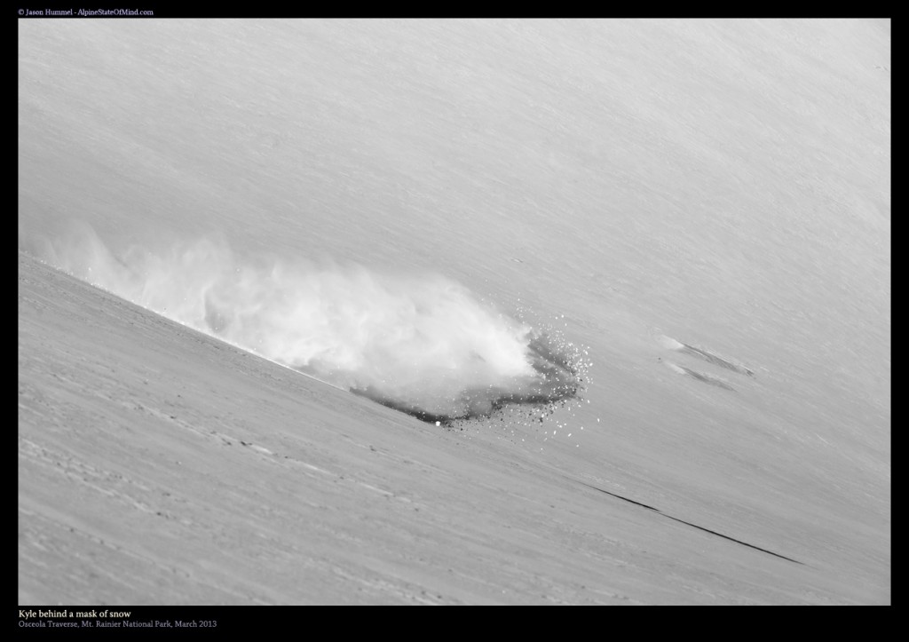 Snowboard down to the Winthrop Glacier