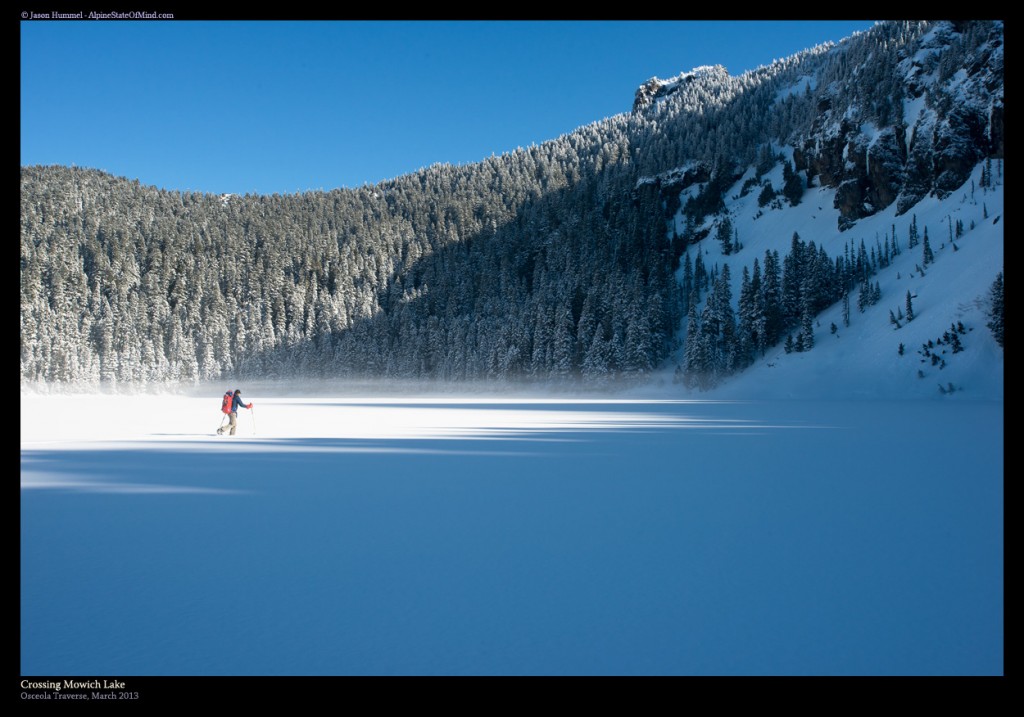 Ski touring across Mowich Lake