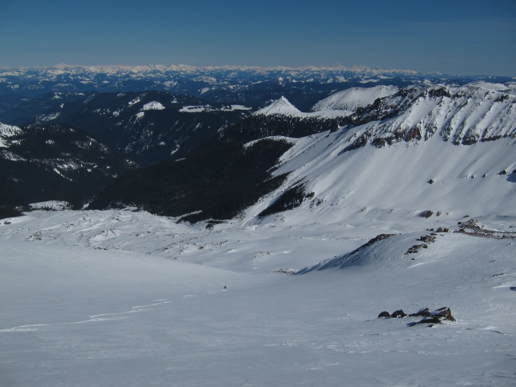 Bens Perpective. We rode all the way to the skiers right side toe of the glacier and skinned around the ridge in Mount Rainier National Park