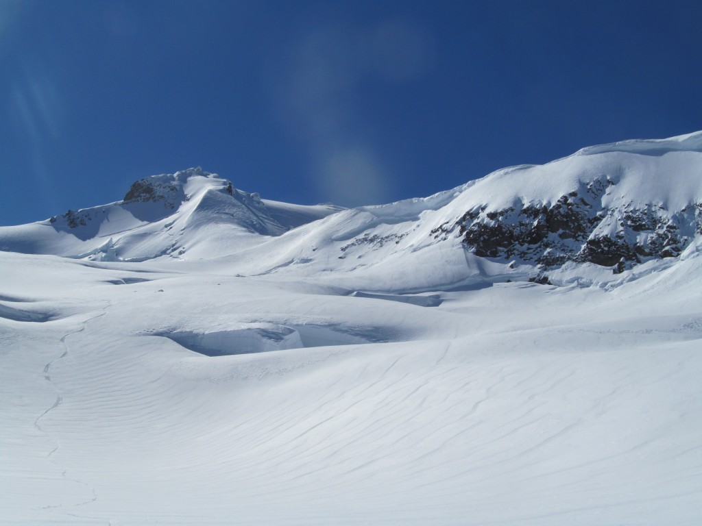 Enjoying the powder conditions on the Ermie Glacier