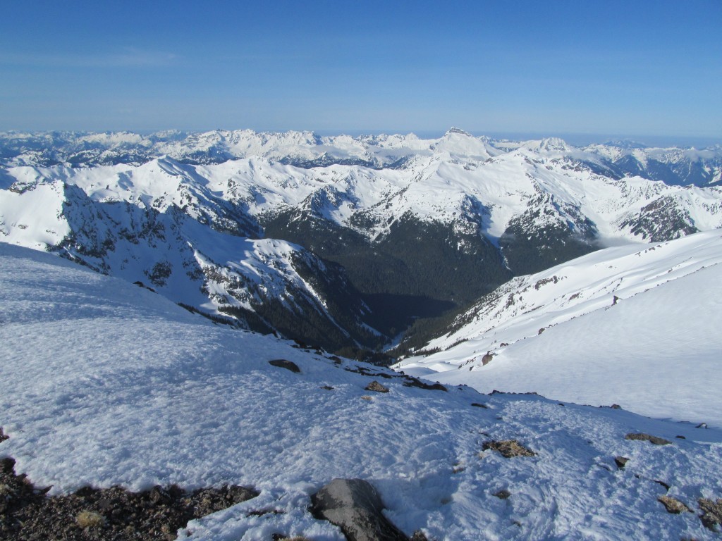 Looking west down the Baekos drainage with Sloan in the distance