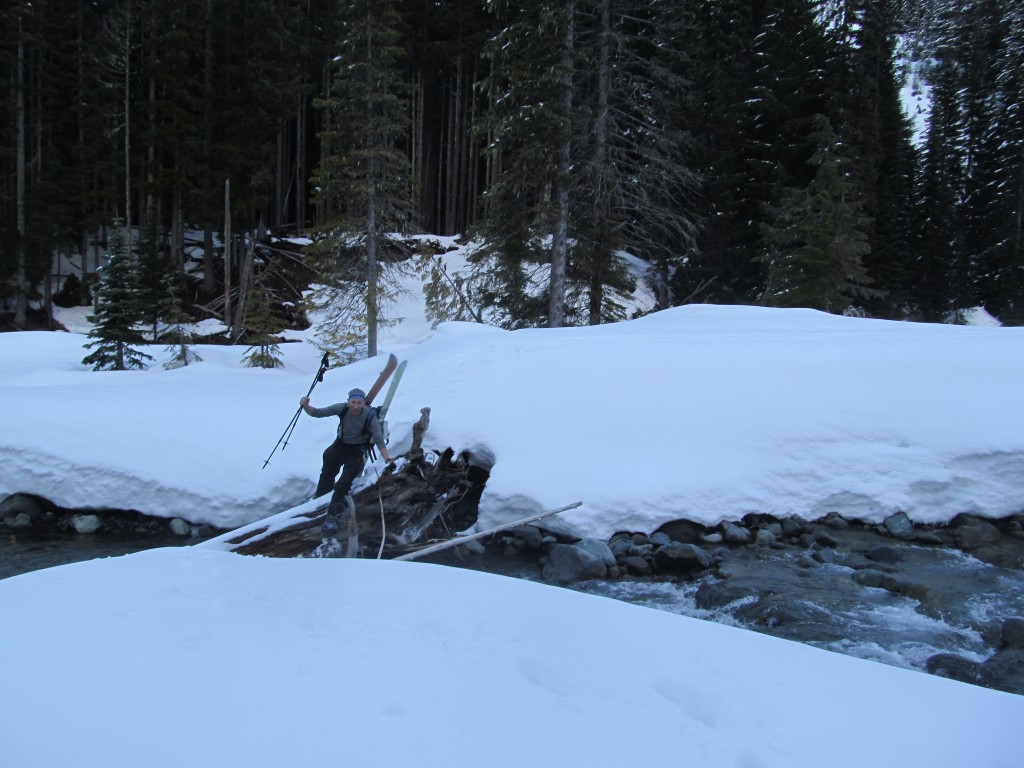 Boot getting over Fryingpan Creek