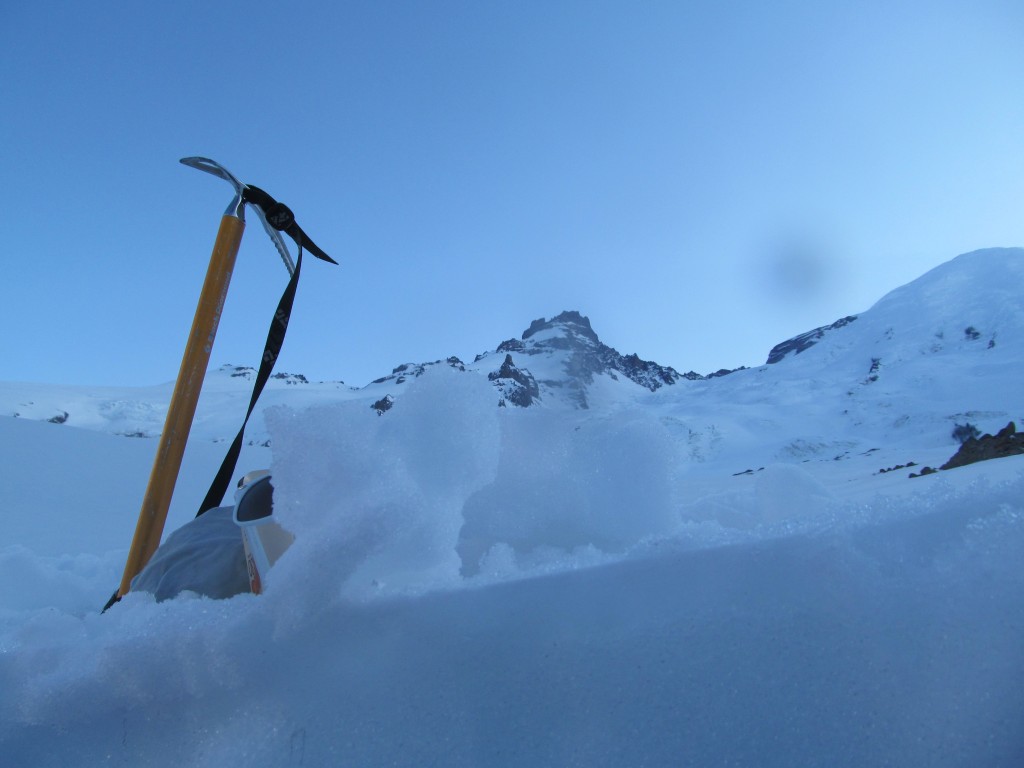 Not a bad camping spot with a view of Little Tahoma during the Paradise to Carbon River ski traverse