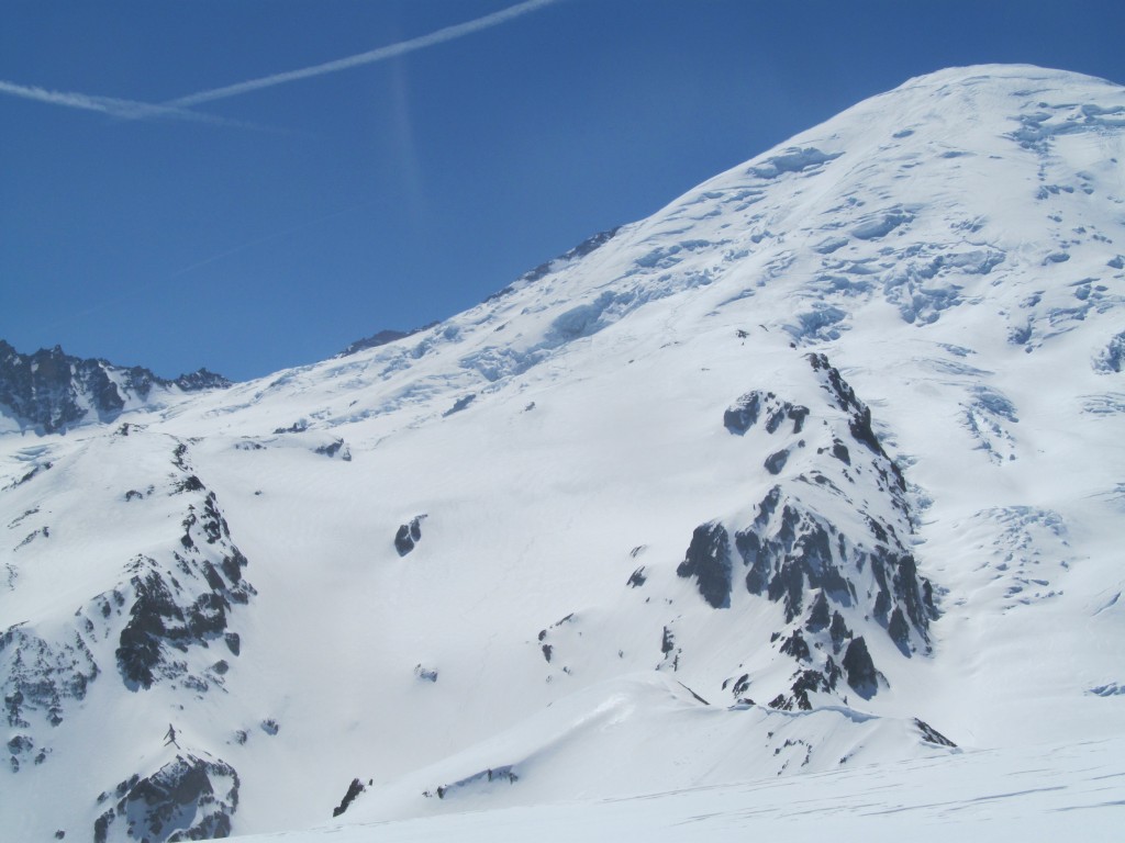 A closer look at the Interglacier and a solo set of snowboard tracks during the Paradise to Carbon River ski traverse