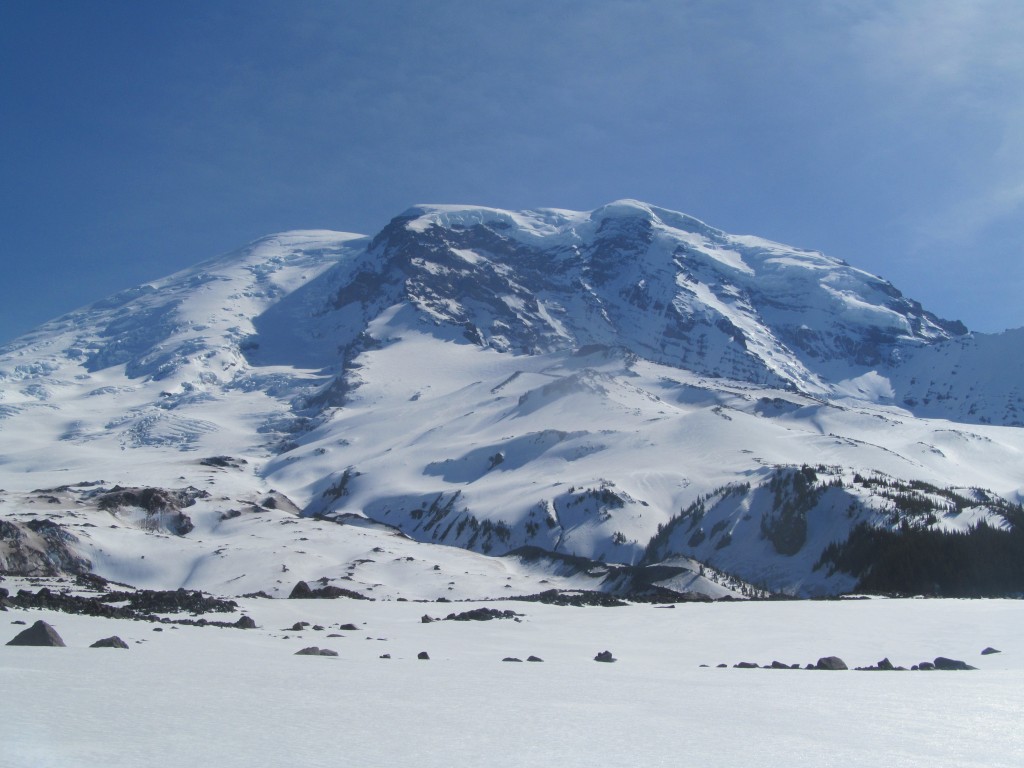 The Winthrop Glacier, Curtis Ridge and the Willis Wall during the Paradise to Carbon River ski traverse