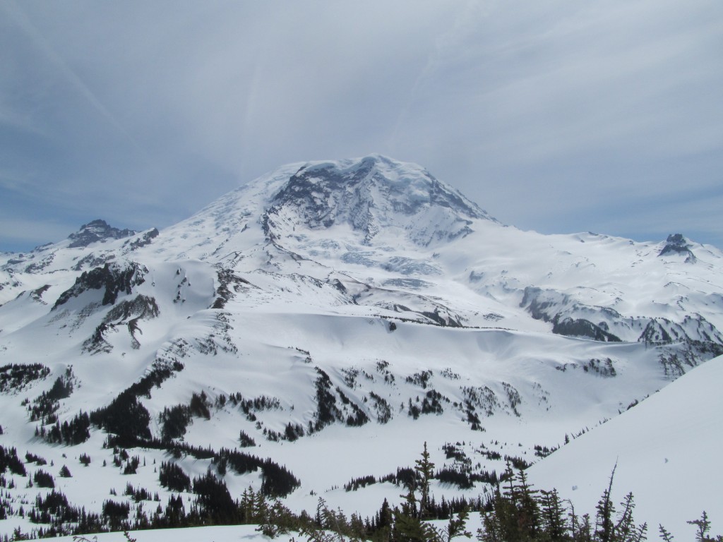 Rainier and the Elysian Fields during the Paradise to Carbon River ski traverse