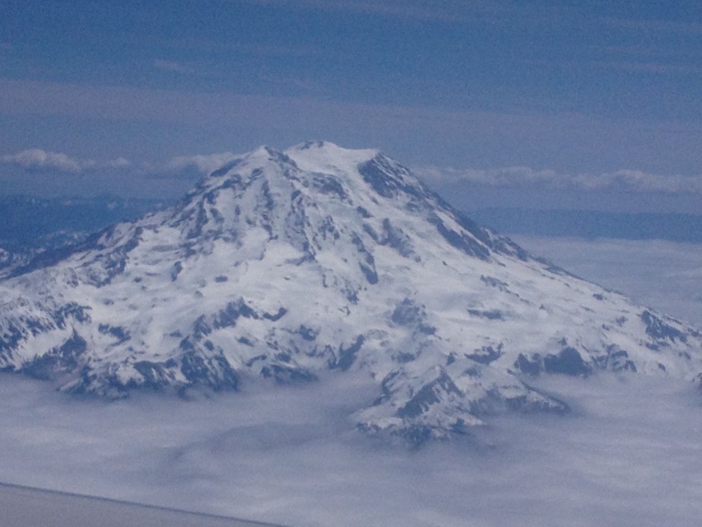 The Mowich Face of Rainier from 14,000 feet