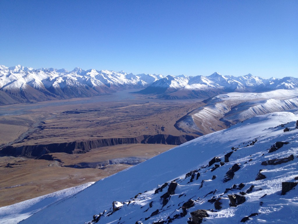 Looking up the Godley and the Macaulay Valleys 