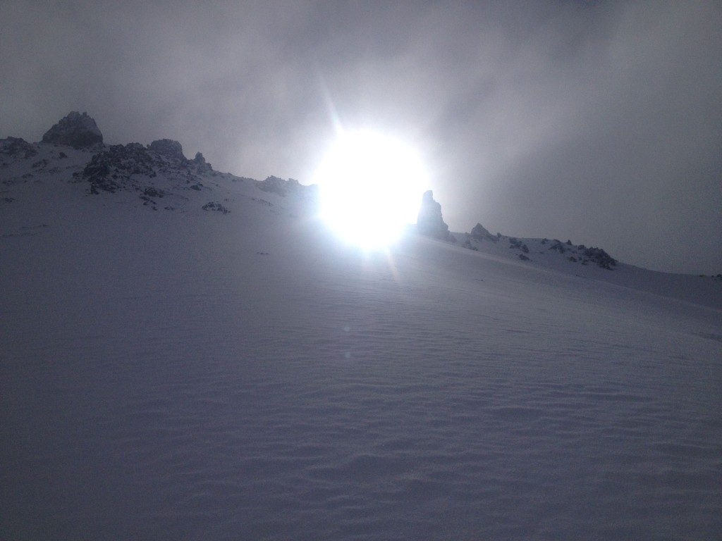 Finally some nice steep pow turns in flat light