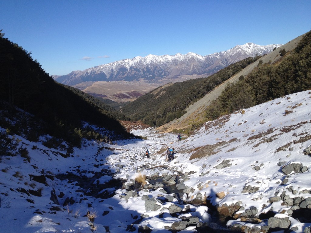 Hiking towards the access road