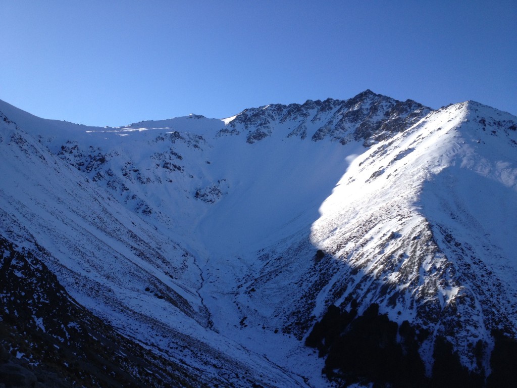 Looking back towards Mount Wall and the line we rode on the right side