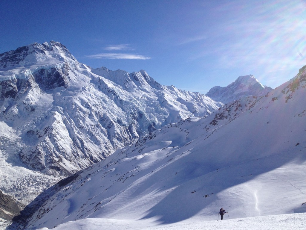 Traversing the Sealy Range with Sefton in the background